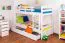 Kinderetagenbett inkl. Stauraum (2 Schubkästen) | 90 x 200 cm | Massivholz: Buche | Weiß Lackiert | umbaubar in 2 Einzelbetten | Premium-Qualität | inkl. Rollroste Abbildung