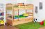90 x 200 cm Kinderetagenbett inkl. Bettkasten als 3. Liegefläche | Massivholz: Buche | Natur Lackiert | umbaubar in 2 Einzelbetten | Bettkasten als Stauraum oder Liegefläche | inkl. Rollroste Abbildung
