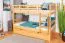 Kinderetagenbett 90 x 200 cm + Bettkasten/Stauraum/Ausziehbett | Massivholz: Buche | Natur Lackiert | umbaubar/teilbar in 2 Einzelbetten | inkl. Rollroste Abbildung