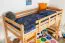 Jugendhochbett 90 x 190 cm | Massivholz: Buche | Natur Lackiert | umbaubar in Einzelbett | Premium-Qualität | inkl. Rollrost Abbildung