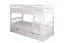 Kinderetagenbett inkl. Stauraum (2 Schubkästen) | 90 x 200 cm | Massivholz: Buche | Weiß Lackiert | umbaubar in 2 Einzelbetten | Premium-Qualität | inkl. Rollroste Abbildung