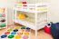 Jugendstockbett 90 x 200 cm | Massivholz: Buche | Weiß Lackiert | umbaubar in 2 Einzelbetten | Premium-Qualität | inkl. Rollroste Abbildung