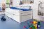 Kinderbett 90 x 200 cm mit Ausziehbett 90 x 190 cm als Gästebett-Funktion | Massivholz: Buche | Weiß Lackiert | inkl. 2. Liegeplatz 90 x 190 cm ausziehbar und 2 Rollrost Abbildung