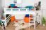 Kinderhochbett 120 x 190 cm | Massivholz: Buche | Weiß Lackiert | umbaubar in Einzelbett | Premium-Qualität | inkl. Rollrost Abbildung