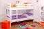 Etagenbett für Jugendliche 90 x 200 cm | Massivholz: Buche | Weiß Lackiert | umbaubar in 2 Einzelbetten | inkl. Rollroste Abbildung