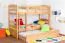 Etagenbett + Ausziehbett für Kinder 90 x 200 cm | Massivholz: Buche | Natur Lackiert | inkl. Stauraum/Ausziehbett | umbaubar in 2 Einzelbetten | inkl. Rollroste Abbildung
