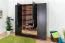 Kleiderschrank | 4 Drehtüren | 2 Schubladen | 8 Fächer | mit 2 Kleiderstangen | 210 cm breit | Farbe: Walnuss / Schwarz Abbildung