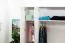 Großer Kleiderschrank | 6 Drehtüren | 4 Schubladen | 8 Fächer | mit 4 Kleiderstangen | 277 cm breit | Farbe: Weiß Abbildung
