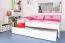 Kinderbett 90 x 200 cm mit Bettkasten 90 x 190 cm als Gästebett | Massivholz: Buche | Weiß Lackiert | inkl. 2. Liegeplatz ausziehbar und 2 Rollrost Abbildung