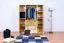 160 cm breiter Kleiderschrank mit 4 Türen, 9 Fächern und 2 Schubladen aus Massiv-Holz | Farbe: Natur | Tiefe: 60 cm Abbildung