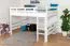 Jugendhochbett 140 x 190 cm | Massivholz: Buche | Weiß Lackiert | umbaubar in Einzelbett | Premium-Qualität | inkl. Rollrost Abbildung