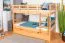 Stockbett + Bettkasten für Jugendliche 90 x 200 cm | Massivholz: Buche | Natur Lackiert | umbaubar in 2 Einzelbetten | inkl. Bettkasten | inkl. Rollroste Abbildung