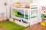 Etagenbett mit Stauraum / 2 Schubkästen für Kinder 90 x 200 cm | Massivholz: Buche | Weiß Lackiert | umbaubar in 2 Einzelbetten | Premium-Qualität | inkl. Rollroste Abbildung