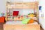 Etagenbett + Ausziehbett für Kinder 90 x 200 cm | Massivholz: Buche | Natur Lackiert | inkl. Stauraum/Ausziehbett | umbaubar in 2 Einzelbetten | inkl. Rollroste Abbildung