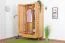 Kleiderschrank | 2 Drehtüren | 6 Fächer | 2 Schubladen | mit Kleiderstange | 90 cm breit | Massivholz | Farbe: Natur Abbildung