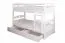 90 x 200 cm Etagenbett mit Stauraum / 2 Schubkästen für Jugendliche Massivholz: Buche | Weiß Lackiert | umbaubar in 2 Einzelbetten | Premium-Qualität | inkl. Rollroste Abbildung
