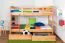 90 x 200 cm Etagenbett mit Stauraum / 2 Schubladen für Jugendliche Massivholz: Buche | Natur Lackiert | umbaubar in 2 Einzelbetten | Premium-Qualität | inkl. Rollroste Abbildung
