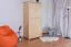 Kleiderschrank | 2 Drehtüren | 1 Schublade | 4 Fächer | mit Kleiderstange | 92 cm breit | Massivholz | Farbe: Natur Abbildung
