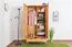 Kleiderschrank | 2 Drehtüren | 6 Fächer | 2 Schubladen | mit Kleiderstange | 90 cm breit | Massivholz | Farbe: Natur Abbildung