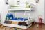 Weißes Stockbett für bis zu drei Kinder | unten 140x200 cm, oben 90x200 cm| Buche massiv | inkl. Rollroste Abbildung