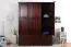 Kleiderschrank | 3 Drehtüren | 4 Schubladen | 4 Fächer | mit Kleiderstange | 154 cm breit | Massivholz | Farbe: Walnussfarben Abbildung
