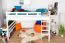 Hochbett für Kinder 120 x 190 cm | Massivholz: Buche | Weiß Lackiert | umbaubar in Einzelbett | Premium-Qualität | inkl. Rollrost Abbildung