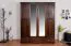Kleiderschrank mit Spiegel, Kiefer Massivholz Walnussfarben - Abmessung: 195 x 162 x 60 cm (H x B x T) Abbildung