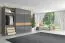 Kleiderschrank Hochglanz, Farbe: Anthrazit / Walnuss - 224 x 272 x 61 cm (H x B x T) Abbildung