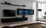 Wohnwand im schlichten Design Balestrand 258, Farbe: Schwarz - Abmessungen: 150 x 340 x 40 cm (H x B x T), mit LED-Beleuchtung