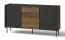 Kommode Mairenke 05, Farbe: Walnuss / Schwarz matt - Abmessungen: 79 x 150 x 40 cm (H x B x T)