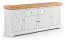 Kommode Bresle 04, Kiefer massiv, Farbe: Weiß / Natur - Abmessungen: 85 x 200 x 41 cm (H x B x T)
