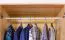 Kleiderschrank | 3 Drehtüren | 2 Schubladen | 4 Fächer | mit Kleiderstange | 123 cm breit | Massivholz | Farbe: Natur Abbildung