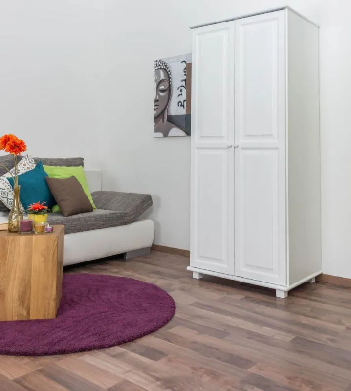 Kleiderschrank, Farbe: Weiß 190x80x60 cm Abbildung