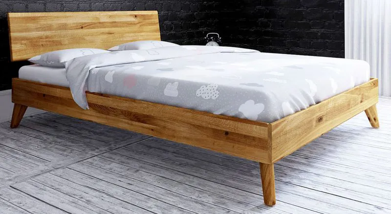 Wildeiche-Bett massiv | 180 x 200 cm | Wildeiche | Geölt | Natur Abbildung
