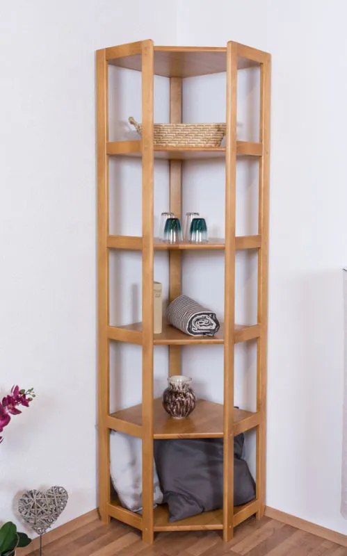 Regal / Eckregal Kiefer massiv Vollholz Erlefarben Junco 58 - Abmessungen: 200 x 71 x 54 cm (H x B x T)
