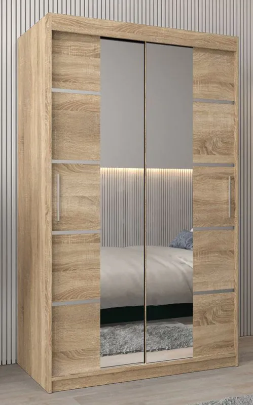 120 cm breiter Kleiderschrank mit 5 Fächern und 2 Türen | Farbe: Sonoma Eiche Abbildung