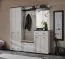 Garderobe | inkl. Sitzkissen | Kleiderschrank | Farbe: Kaschmir / Schwarz | Spiegel | Sitzgelegenheit | 4 Haken | Maße: 180 x 32 x 203 cm | 2 Schubladen | gepolstertes Paneel