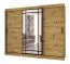 Schiebetürenschrank | dekorative Spiegeltür | Farbe: Weiß Matt | 2 Kleiderstangen | Kleiderschrank | 10 Fächer | 250 x 62 x 200 cm | Langlebig und Widerstandsfähig
