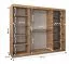 Kleiderschrank mit einer Spiegeltür | Farbe: Walnuss | 2,5 Meter breit | Aluminiumschiene | 10 Fächer | Schiebetürenschrank | zwei Kleiderstangen