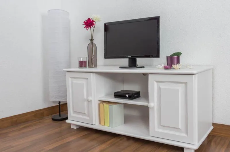 TV-Schrank Massivholz Farbe: Weiß 55x118x47 cm  Abbildung