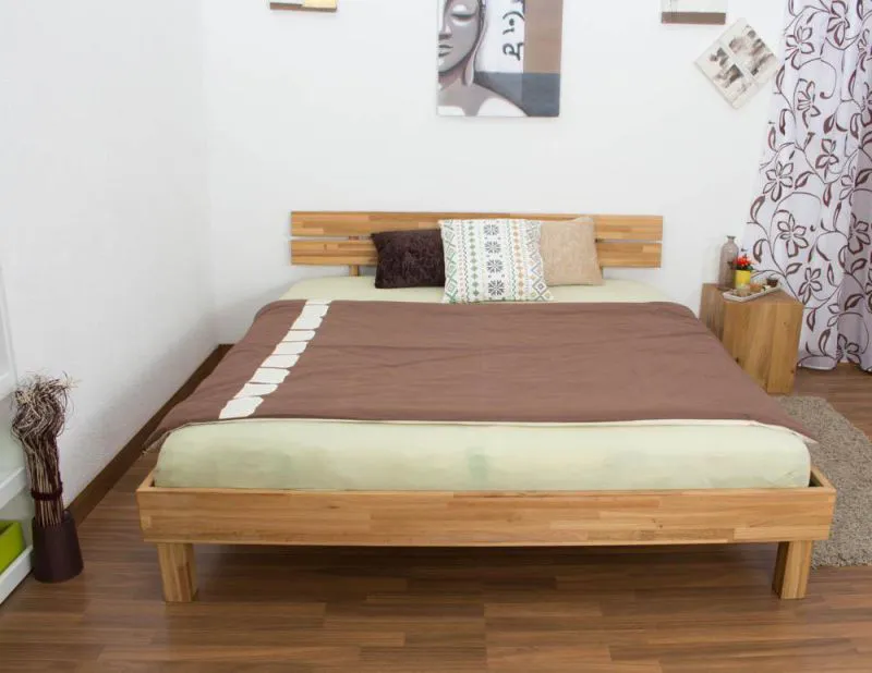 Massivholz Bettgestell Eiche 180 x 200 cm geölt Abbildung