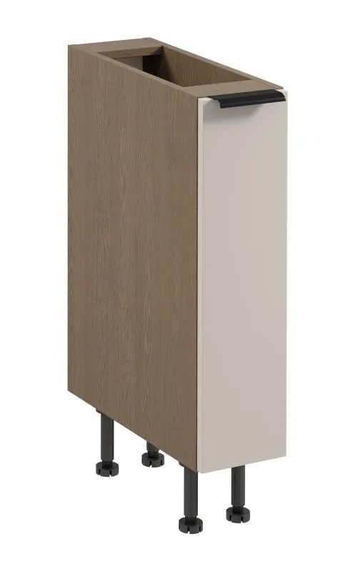 Küchenunterschrank / Apothekerschrank | 1 Schublade mit 2 Regalen | Farbe: Eiche Baltic Storm / Beige | Soft-Close Funktion | 20 x 52 x 87 cm | schmal | verstellbare Beine | Metallgriff