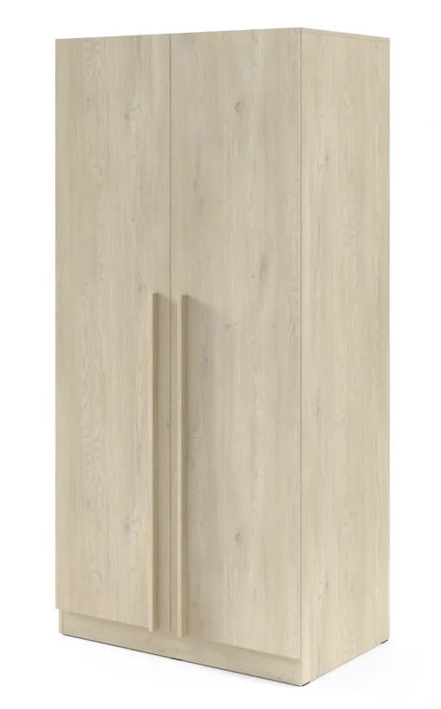 Kleiderschrank | 2-türig | ABS-Kanten | 1 Kleiderstange | 7 Fächer | 100 x 61 x 210 cm | Edegem 03 | Farbe: Eiche Cremona | Drehtürenschrank