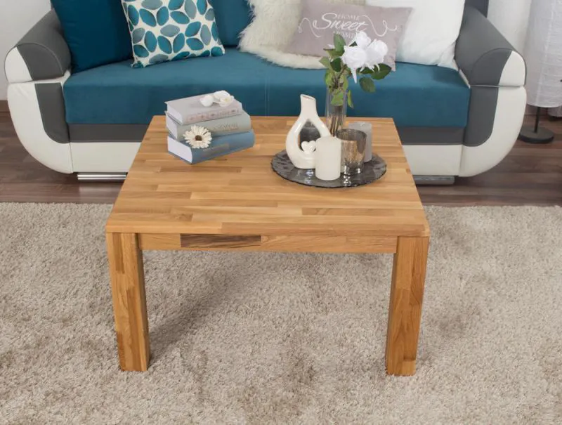 Couchtisch Eiche Massivholz Farbe: Natur 45x80x80 cm Abbildung