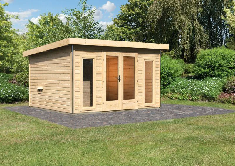 Saunahaus "Anni 2" SET A Farbe: Natur - 369 x 309 cm (B x T), Grundfläche: 9,3 m²