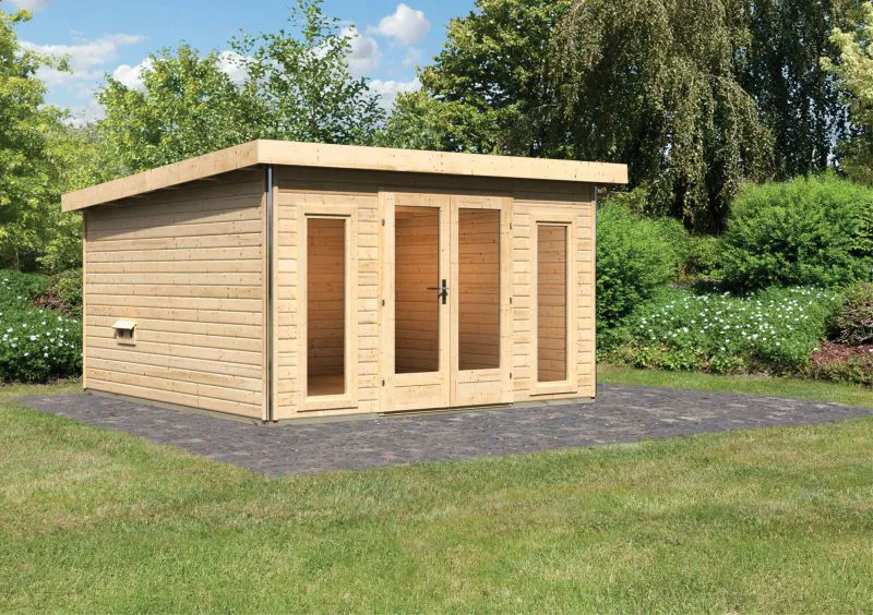 Saunahaus "Anni 3" SET B Farbe: Natur - 369 x 369 cm (B x T), Grundfläche: 13,32 m²