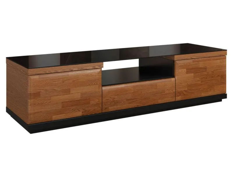 TV-Kommode teilmassiv Farbe: Walnuss / Schwarz 42x161x51 cm Abbildung