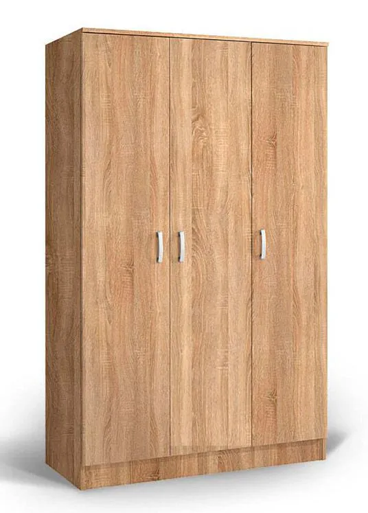123 cm breiter Kleiderschrank mit 3 Türen | Farbe: Braun Abbildung