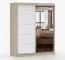1,6 Meter breiter Kleiderschrank / Schiebetürenschrank mit Spiegel | Eiche / Weiß | Galtee 02 | 195 x 160 x 61 cm | 2 Türen | 6 Fächer |  Holzoptik