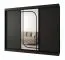Kleiderschrank | Schwarz Matt | 3-Türig | 10 Fächer | 250 x 62 x 200 cm | dekorativer Spiegel | 2 Kleiderstangen | Schiebetürenschrank | hochwertig Verarbeitet